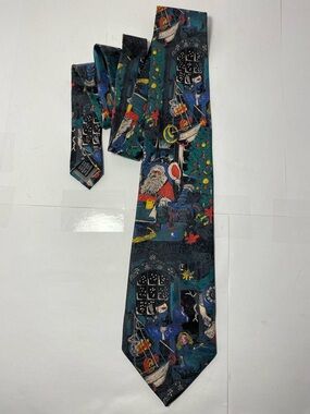 Vintage Nino Foriero Italy Silk Christmas Tie Santa Claus Toys Holiday Necktie